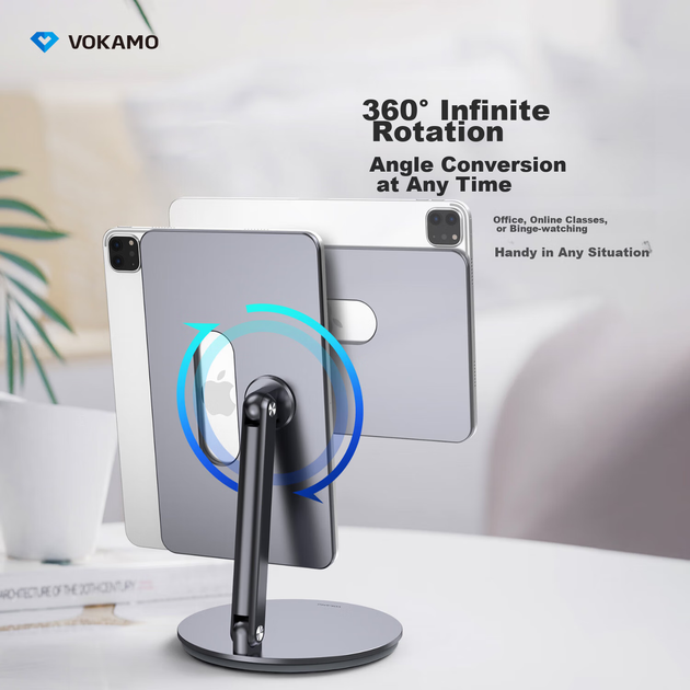 Підставка VOKAMO магнітна для iPad Air та Pro 10.9-11 дюймів з регулюванням висоти та поворотом 360 градусів - зображення 7