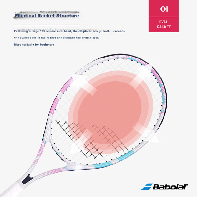 Тенісна ракетка Babolat для чоловіків та жінок, для дорослих та початківців, одинарна, тренувальна, з натягнутими струнами - зображення 2