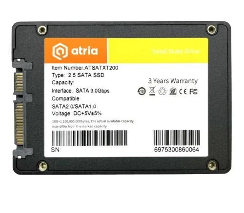 Твердотільний накопичувач SSD 512Gb, Atria XT200, SATA3, 2.5', 3D TLC, 550/500 МБ/с (ATSATXT200/512) - Фото 2 Твердотільний накопичувач SSD 512Gb, Atria XT200, SATA3, 2.5', 3D TLC, 550/500 МБ/с (ATSATXT200/512) - изображение 2