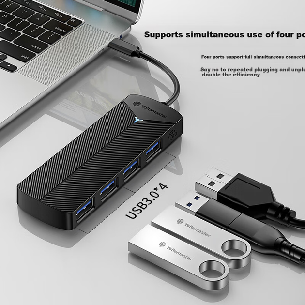 Док-станция Yottamaster Type-C Hub Dock, разветвитель USB-C 3.0, 4-портовый концентратор для ноутбука, iPad, планшета и настольного компьютера. - зображення 7