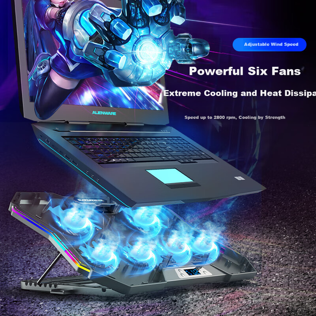 Підставка SUOHUANG X10 для ноутбука з активним охолодженням, RGB-підсвічуванням та регулюванням обертів - зображення 7