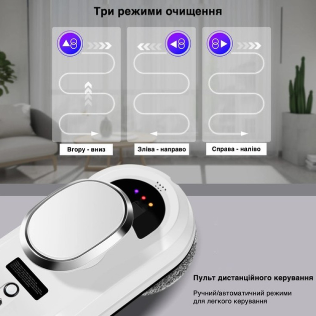 Робот для миття вікон IXIU Glass Cleaning Robot з пультом дистанційного керування - Фото 10 Робот для миття вікон IXIU Glass Cleaning Robot з пультом дистанційного керування - зображення 10