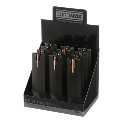 Ручка гелева авт. BUROMAX 83101-25 PRESTIGE GOLD 0,5мм синя, корпус коричневий (12) /BM.83101-25/ - изображение 4
