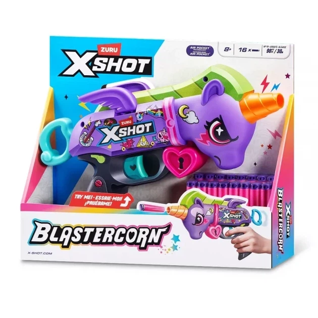 Детский Бластер X-Shot Purple Blastercorn 16 патронов (36882R) - Фото 1 Детский Бластер X-Shot Purple Blastercorn 16 патронов (36882R) - изображение 1