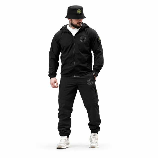 Спортивный костюм Stone Island HOOLIGANS black мужской черный ВТ4706 XL - Фото 1 Спортивный костюм Stone Island HOOLIGANS black мужской черный ВТ4706 XL - изображение 1
