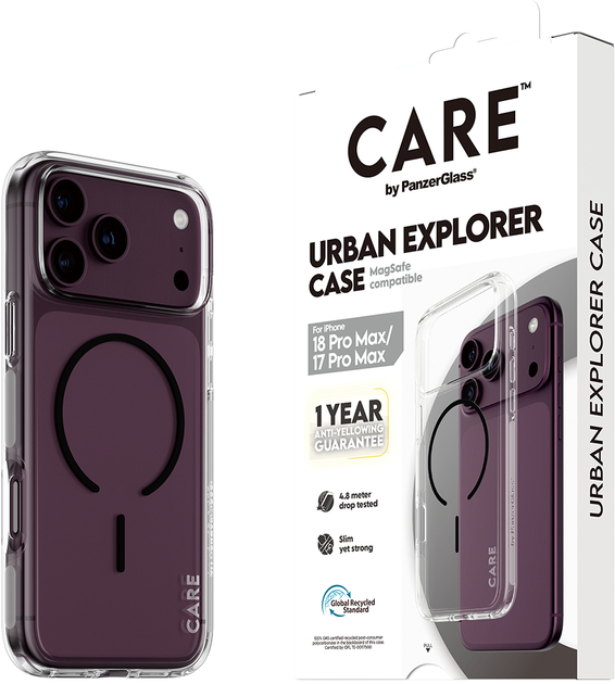 Etui CARE by PanzerGlass Solo MagSafe do Apple iPhone 17 Pro Max Transparent Black (CR82267) - Zdjęcie 5 Etui CARE by PanzerGlass Solo MagSafe do Apple iPhone 17 Pro Max Transparent Black (CR82267) - obraz 5