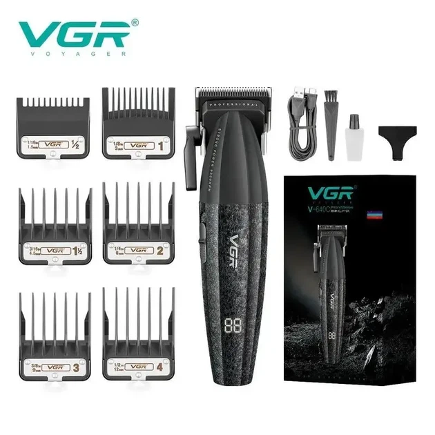 Акумуляторна машинка для стрижки VGR V-640C BLACK, 6 насадок, LED дисплей, 9000RPM - изображение 9