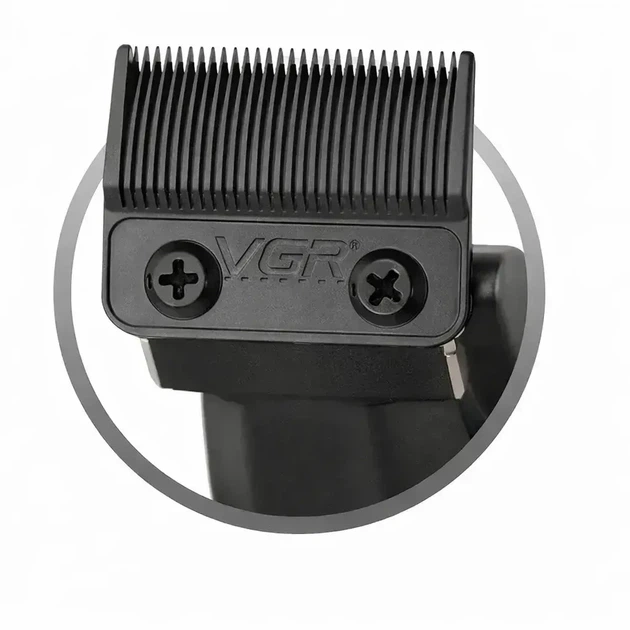 Акумуляторна машинка для стрижки VGR V-640C BLACK, 6 насадок, LED дисплей, 9000RPM - изображение 7