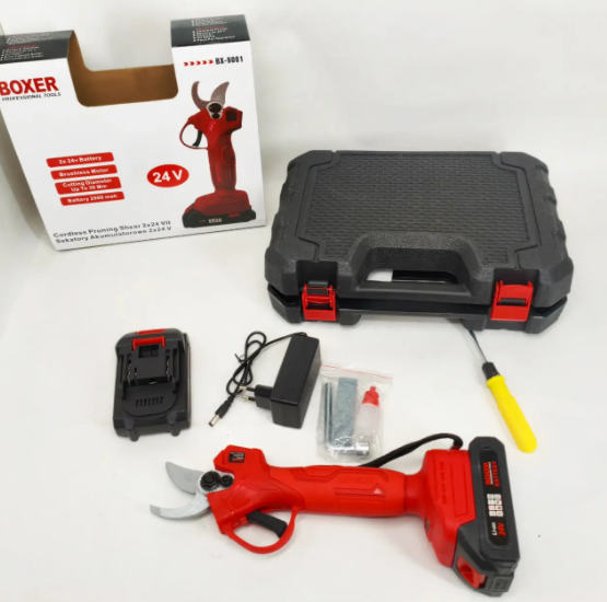 Акумуляторний секатор BOXER BX-9001 24V 2Ah із двома акумуляторами безщітковим двигуном діаметром різання до 30 мм - Фото 7 Акумуляторний секатор BOXER BX-9001 24V 2Ah із двома акумуляторами безщітковим двигуном діаметром різання до 30 мм - зображення 7