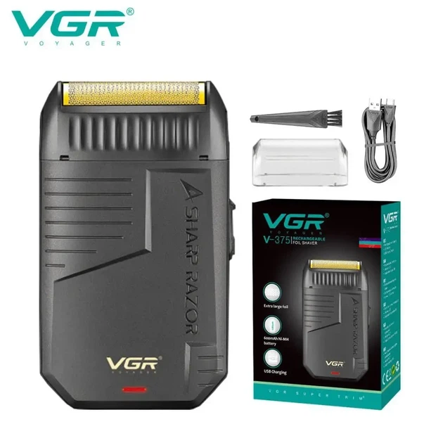 Аккумуляторный шейвер VGR V-375 для сухого бритья с двойной сеточной системой и лезвиями из нержавеющей стали 5 Вт Черный - изображение 8