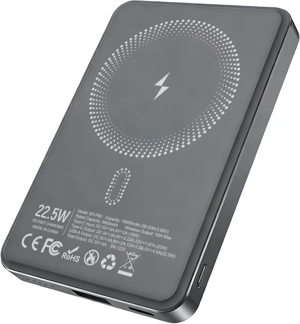 УМБ BWOO P82 MagSafe 15w 10000mah 1x USB-A, 1x USB-C Dark Grey (6933654819664) - зображення 2