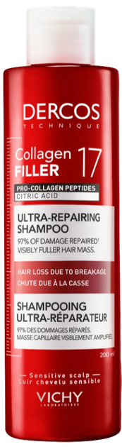 Szampon do włosów suchych Vichy Dercos Collagen 17 Filler regeneracyjny 200 ml (3337875921008) - Zdjęcie 1 Szampon do włosów suchych Vichy Dercos Collagen 17 Filler regeneracyjny 200 ml (3337875921008) - obraz 1