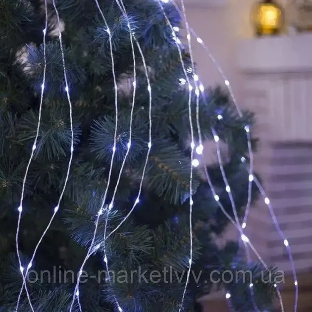 Гирлянда Конский хвост от сети, 2,5 м, 20 нитей, 500 LED, Холодный белый - изображение 5