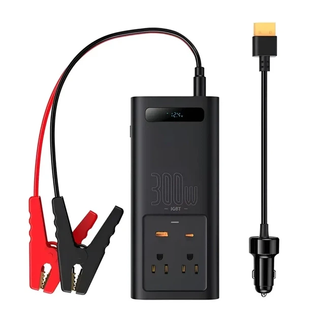 Автомобильный инвертор для электросамокатов Baseus IGBT Power Inverter 300W (110V US/JP) Black + переходник на EU вилку - изображение 7