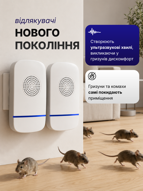 Отпугиватель мышей электронный в розетку от крыс тараканов грызунов ультразвуковой прибор электроловушка в квартире доме электрический аппарат бесшумный пластиковый от вредителей насекомых клопов комаров для блох тараканов мух в помещении Hechpro ТБ4010 - изображение 2