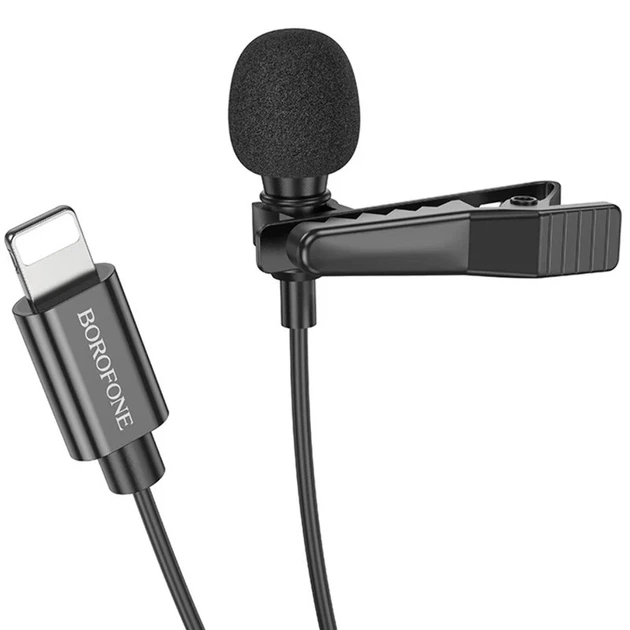 Микрофон петличный Borofone BFK11 2 м Lightning всенаправленный черный - Фото 2 Микрофон петличный Borofone BFK11 2 м Lightning всенаправленный черный - изображение 2