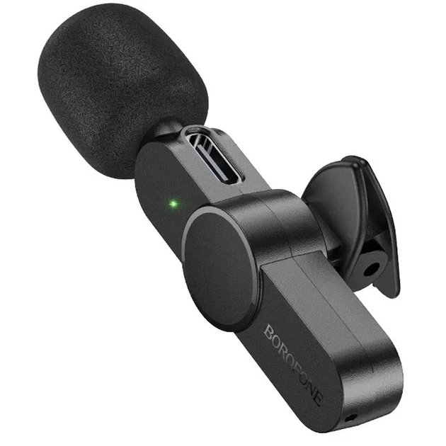 Петличный микрофон Borofone BFK12 Trophy Dual-mic беспроводной Lightning/Type-C черный - изображение 5