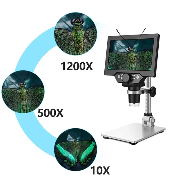 Цифровой микроскоп GAOSUO G1200HD 12Мп 7" LCD подсветка увеличение до 1200X металлический - Фото 5 Цифровой микроскоп GAOSUO G1200HD 12Мп 7" LCD подсветка увеличение до 1200X металлический - изображение 5
