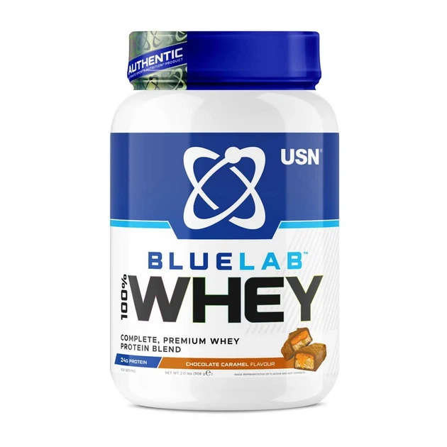 Протеїн USN Blue Lab 100% Whey шоколад-карамель 908 г для росту м'язів - Фото 1 Протеїн USN Blue Lab 100% Whey шоколад-карамель 908 г для росту м'язів - зображення 1