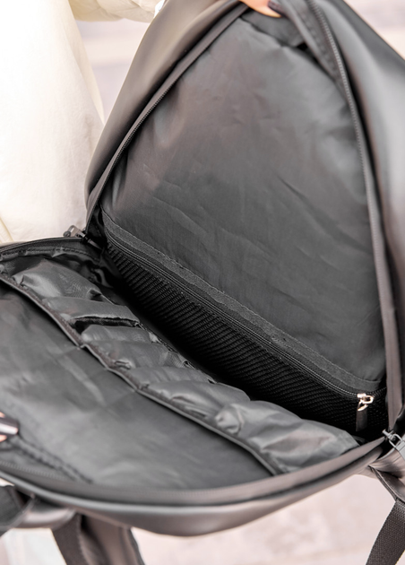 Жіночий міський повсякденний чорний рюкзак Sambag Aura з екошкіри з квітковим принтом - зображення 10