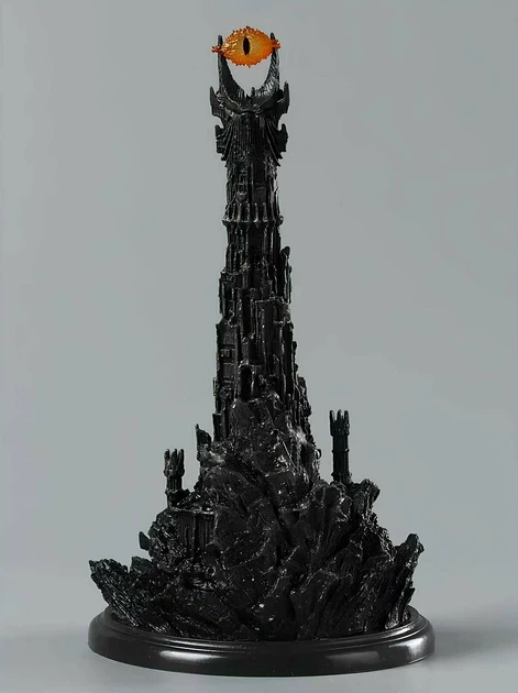 Колекційна фігурка Око Саурона The Lord of the Rings Володар Перснів 18 см висота деталізована модель Темна Вежа Барад-дур з вогненним оком для шанувальників темного фентезі та творчості Толкіна ПВХ ABS статуетка декор для інтер’єру - зображення 6