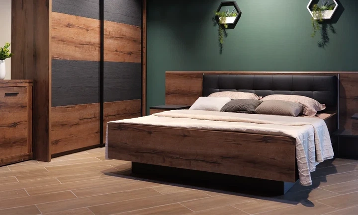 Ліжко двоспальне Bellevue BLQL161B з тумбами ламінована ДСП 160x200 Дуб болотний/Чорний дуб - Фото 2 Ліжко двоспальне Bellevue BLQL161B з тумбами ламінована ДСП 160x200 Дуб болотний/Чорний дуб - зображення 2