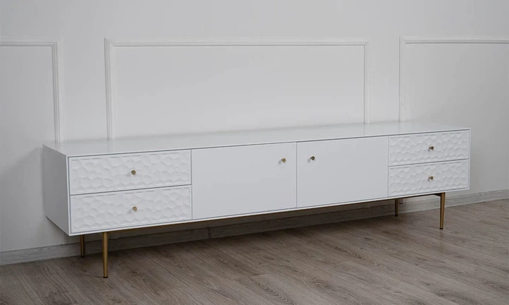 Тумба ТВ Аляска низкая МДФ 2120x445x520 см белая - изображение 3