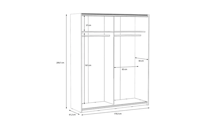 Шкаф 2д Bellevue Forte Meble ламинированный ДСП 170,3x61,2x209,7 см Дуб болотный/Дуб черный - изображение 4