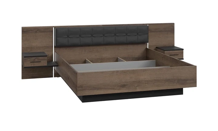 Ліжко двоспальне Bellevue BLQL181B з м'яким узголів'ям ламінована ДСП 180x200 см Дуб болотний/Чорний дуб - Фото 1 Ліжко двоспальне Bellevue BLQL181B з м'яким узголів'ям ламінована ДСП 180x200 см Дуб болотний/Чорний дуб - зображення 1