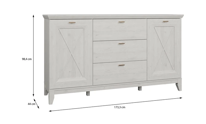 Комод 2д3ш Miramare ДСП 118,6x48,8x133,5 см Сосна біла - зображення 3