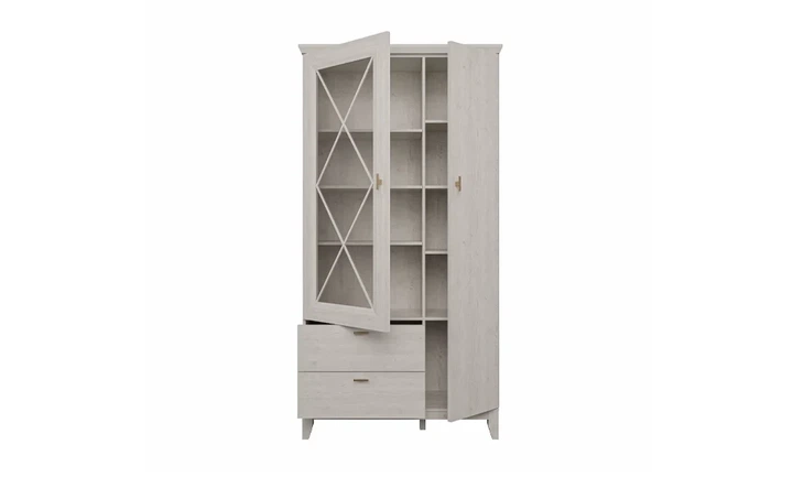 Витрина двустворчатая Мирамаре MMRV822L ДСП сосна белая 113,5х209,4х48,8 см - изображение 6
