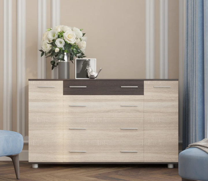 Комод для вещей Эверест К-4 130х38х73 венге темный+дуб молочный (44658) - изображение 2