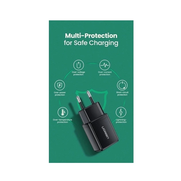Мережевий зарядний пристрій UGREEN ED011 USB Wall Charger (Black(UGR-50459) - зображення 2