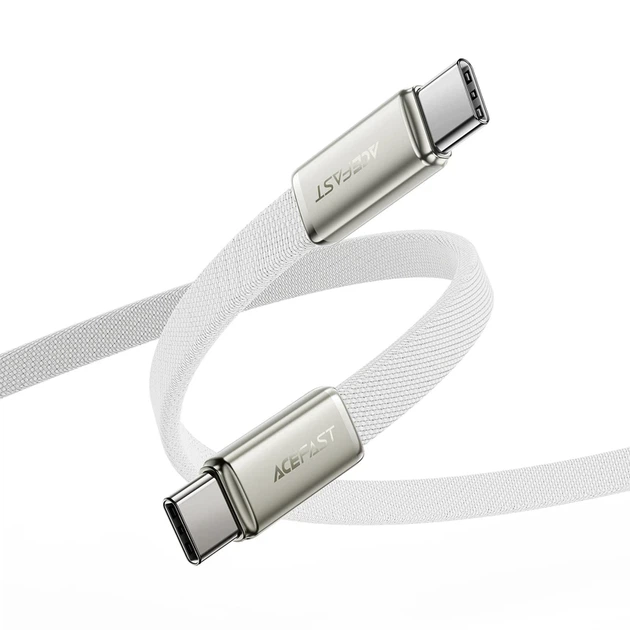 Кабель ACEFAST C24-03, Type-C to Type-C, 60W, 3A, 1.2m, Braided wire, Zinc alloy + TPE connectors, White - Фото 4 Кабель ACEFAST C24-03, Type-C to Type-C, 60W, 3A, 1.2m, Braided wire, Zinc alloy + TPE connectors, White - изображение 4