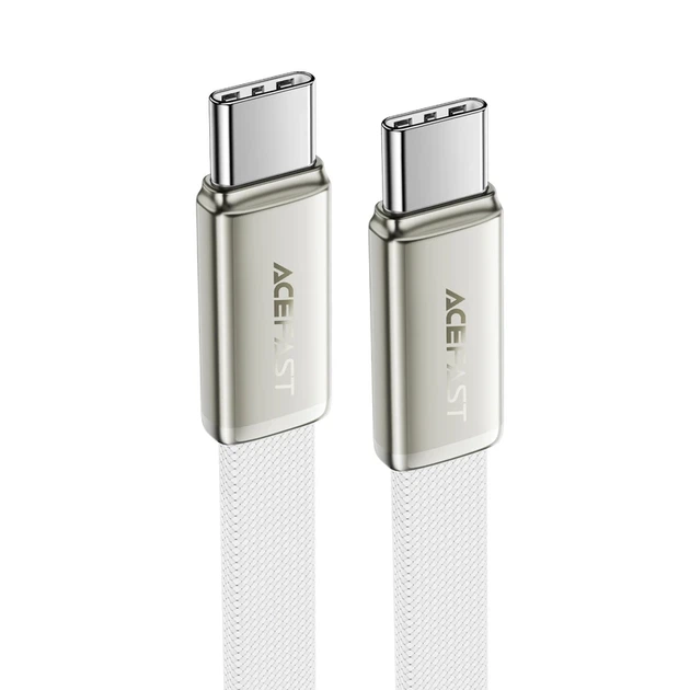 Кабель ACEFAST C24-03, Type-C to Type-C, 60W, 3A, 1.2m, Braided wire, Zinc alloy + TPE connectors, White - Фото 5 Кабель ACEFAST C24-03, Type-C to Type-C, 60W, 3A, 1.2m, Braided wire, Zinc alloy + TPE connectors, White - изображение 5