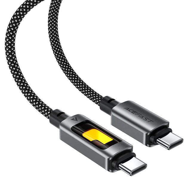 Кабель ACEFAST C21-03, Type-C to Type-C, 60W, 1.2m, Nylon, Aluminum Alloy connectors, Black - Фото 4 Кабель ACEFAST C21-03, Type-C to Type-C, 60W, 1.2m, Nylon, Aluminum Alloy connectors, Black - изображение 4
