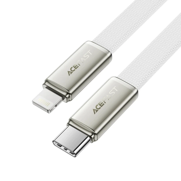 Кабель ACEFAST C24-01, USB to iP, 30W, 1.2m, Braided wire, Zinc alloy + TPE connectors, White - изображение 3