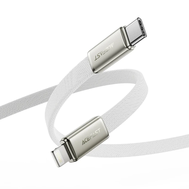 Кабель ACEFAST C24-01, USB to iP, 30W, 1.2m, Braided wire, Zinc alloy + TPE connectors, White - изображение 4