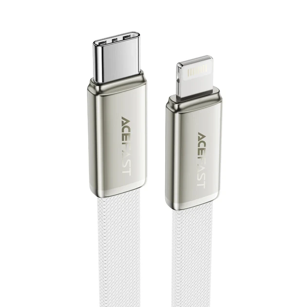 Кабель ACEFAST C24-01, USB to iP, 30W, 1.2m, Braided wire, Zinc alloy + TPE connectors, White - изображение 5