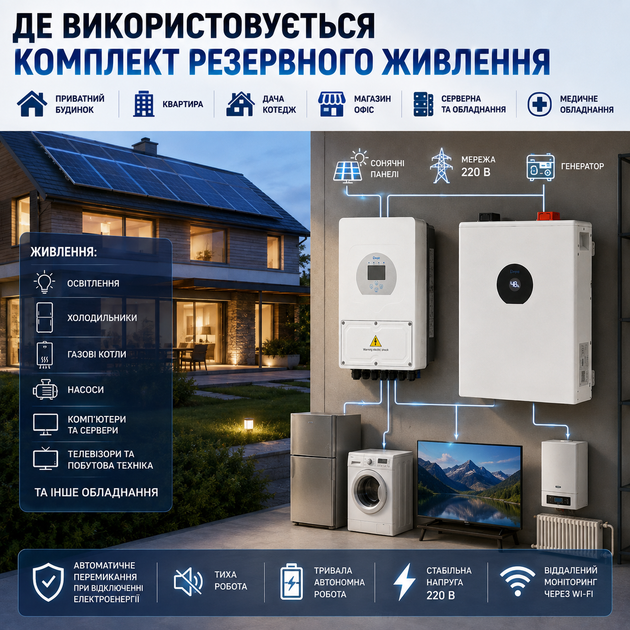 Комплект резервного питания гибридный инвертор Deye SUN-6K-SG05LP1-EU-AM2-P 6 кВт + аккумулятор Deye LiFePO4 5 кВт·ч 100Ah система бесперебойного питания для дома - изображение 4
