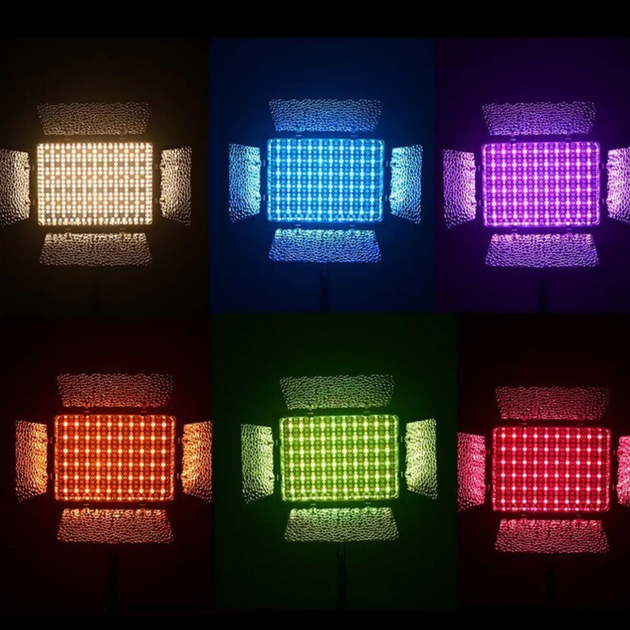 Повний комплект світла Yongnuo YN300 IV RGB, акумулятор, зарядний пристрій, блок живлення та розсіювач - зображення 9
