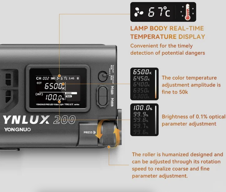 Постійне студійне світло Yongnuo YN LUX 200 KIT (2700K-6500k) - зображення 8