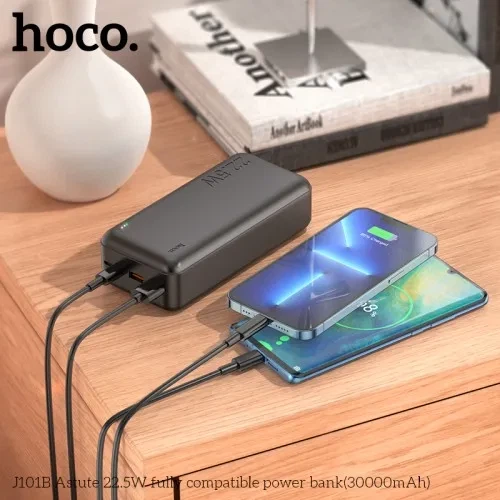 Павербанк Power Bank HOCO J101B Astute 30000 mAh 22.5W PD20W Black портативний акумулятор зі швидкою зарядкою та LED-дисплеєм - Фото 6 Павербанк Power Bank HOCO J101B Astute 30000 mAh 22.5W PD20W Black портативний акумулятор зі швидкою зарядкою та LED-дисплеєм - зображення 6