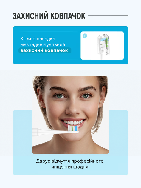 Змінні відбілюючі насадки HX664P для електричної зубної щітки Optimal White (сумісні з Philips), 4 шт Білі - изображение 5