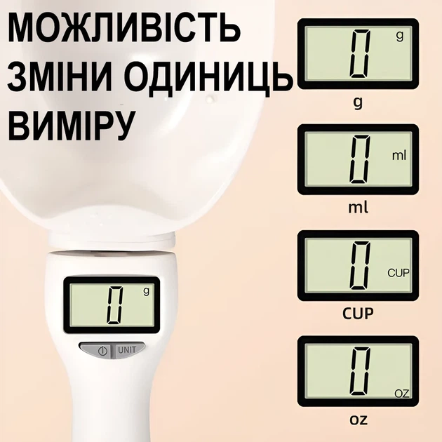 Электронная мерная ложка с весами UChef DSS-02 для взвешивания 800 г пластиковая белая - Фото 4 Электронная мерная ложка с весами UChef DSS-02 для взвешивания 800 г пластиковая белая - изображение 4