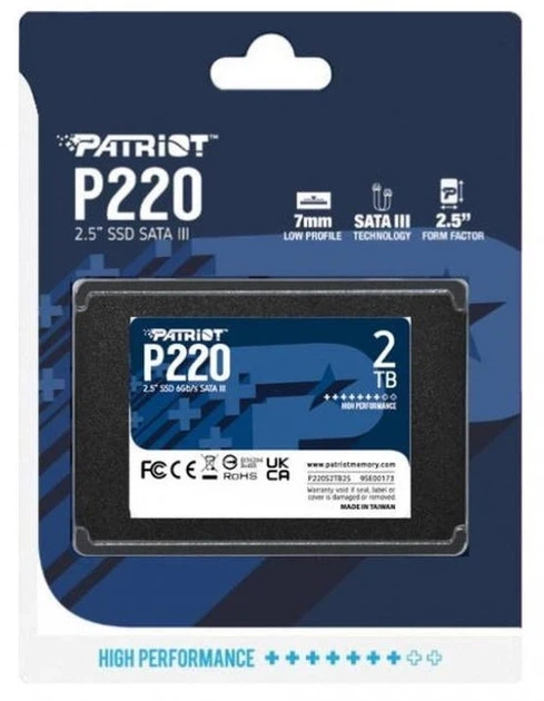 Накопичувач SSD Patriot P220 2 TB 2.5" 7 мм SATAIII (KST-P220S2TB25) - Фото 4 Накопичувач SSD Patriot P220 2 TB 2.5" 7 мм SATAIII (KST-P220S2TB25) - изображение 4