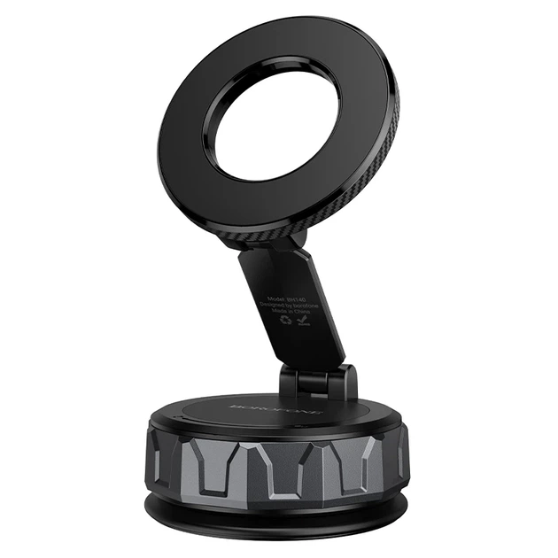 Магнитный автодержатель для телефона BOROFONE BH140 Gloria Vacuum Suction Cup Magnetic Ring Holder Black Metal Gray (Универсальный - изображение 6