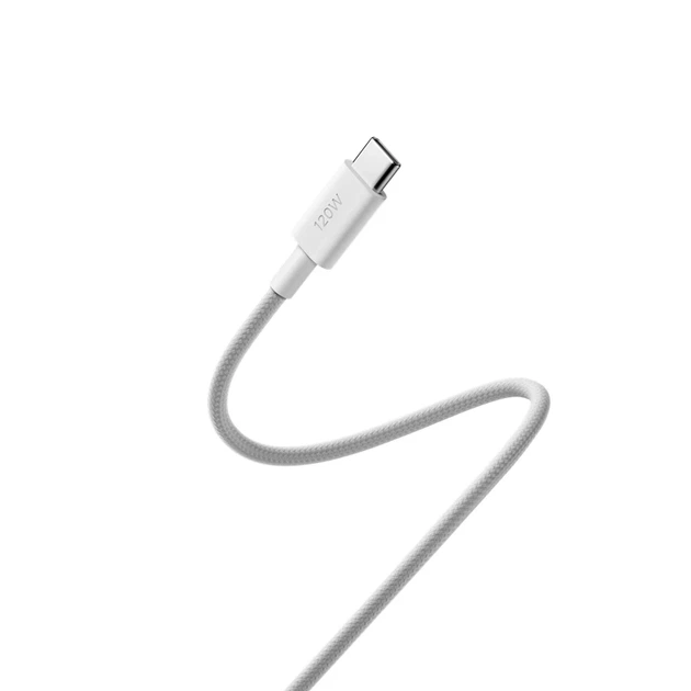 Кабель Type-C to Type-C 6A Xiaomi Braided Fast Charging (2m) плетеный шнур для зарядки, белый - изображение 2