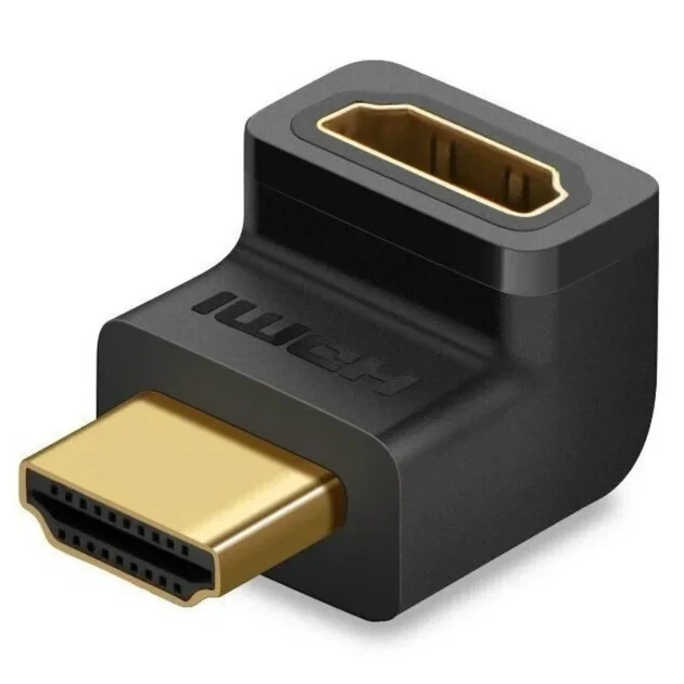 Кутовий перехідник UGREEN HDMI — HDMI Адаптер 90 градусів Up-Angled (Вгору) 4K 60Hz Black (UGR-20109) для телевізора на стіну - Фото 3 Кутовий перехідник UGREEN HDMI — HDMI Адаптер 90 градусів Up-Angled (Вгору) 4K 60Hz Black (UGR-20109) для телевізора на стіну - зображення 3