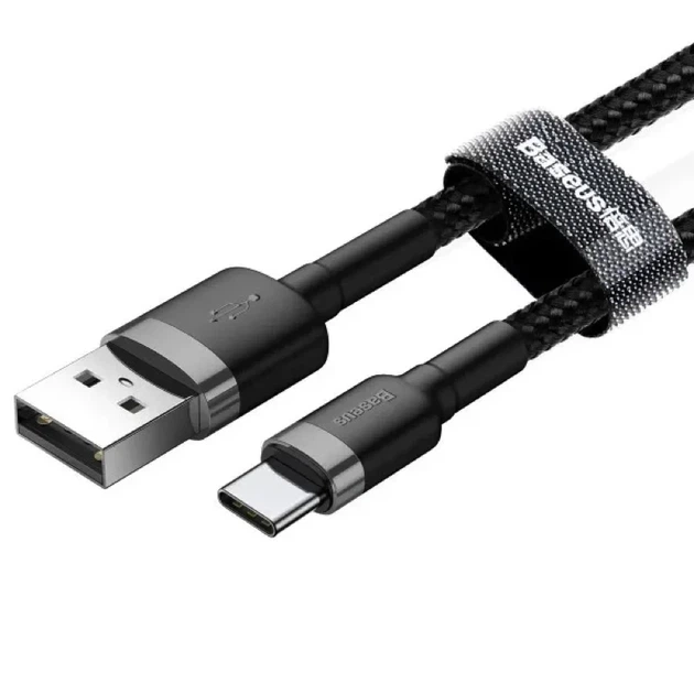 Кабель для быстрой зарядки Baseus Cafule Cable USB for Type-C 3A 1м Серо-Черный (CATKLF-BG1) - зображення 5